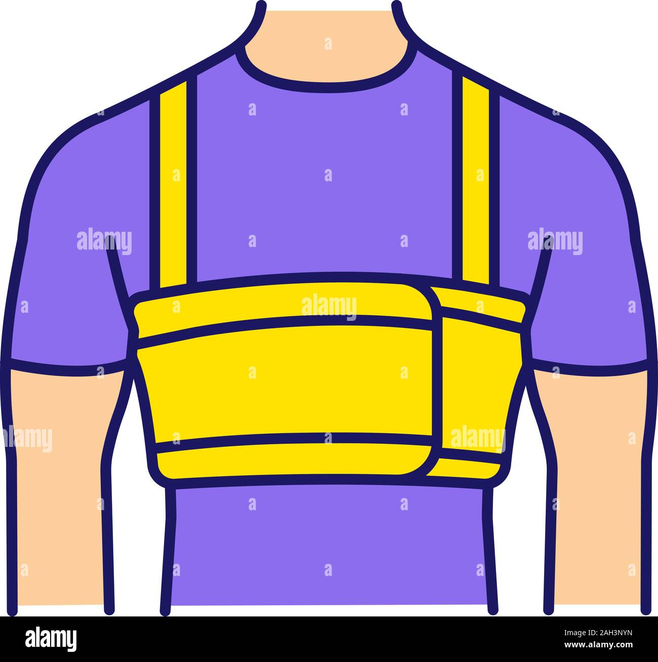 Surgical men rib belt color icon. Male post surgery chest binder