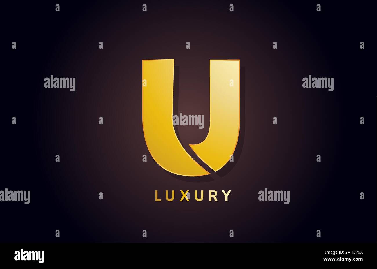 golden U luxury alphabet letter logo design icon for company business ...