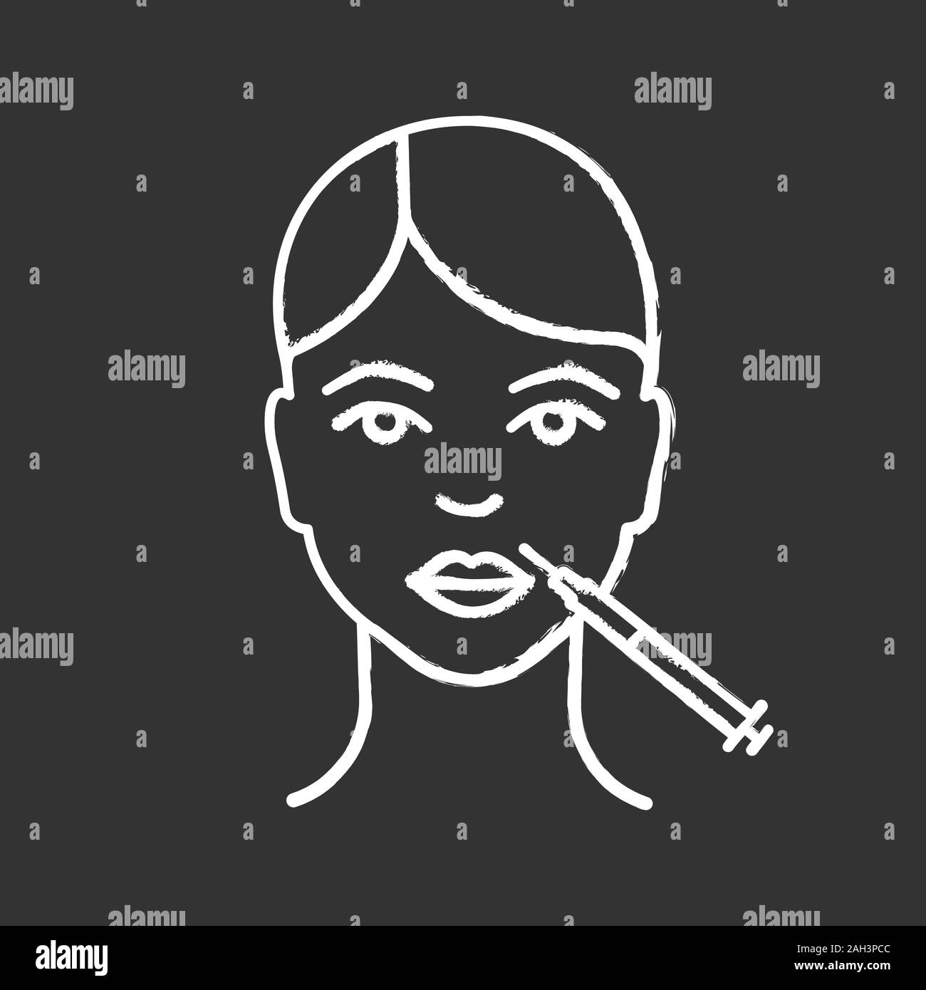 Lips neurotoxin injection chalk icon. Anti wrinkle injection. Lips ...