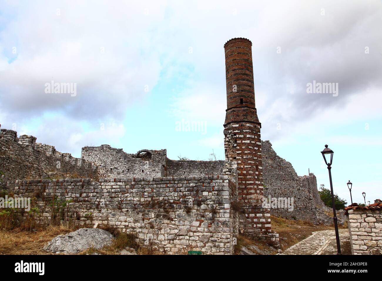 Ruins of the Red Mosque inside Berati Castle, in the town of Berati, Albania Stock Photo