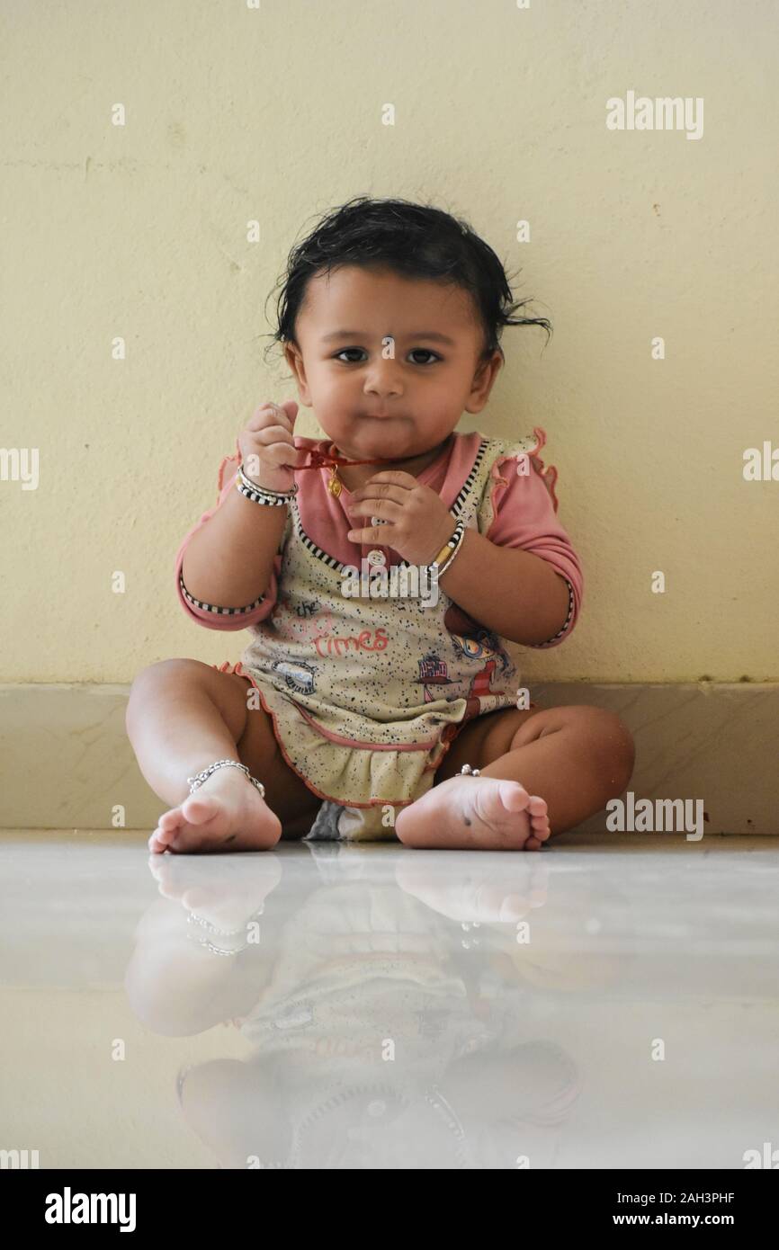A cute Baby Girl in Joy Mood Stock Photo Alamy