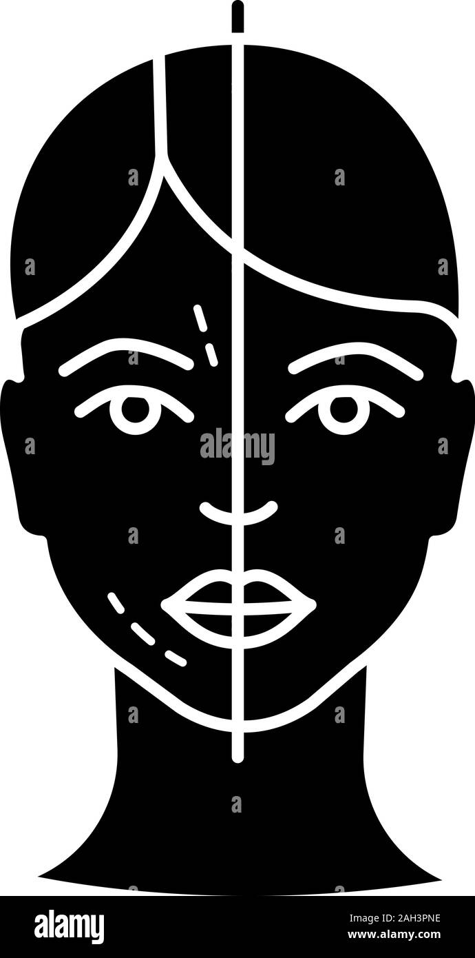 Before and after neurotoxin injection glyph icon. Cosmetic procedure