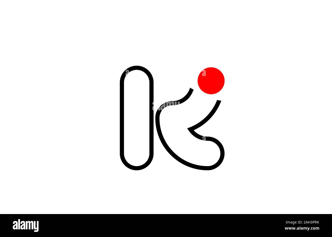 letter k logo alphabet design icon for business line in black and red ...