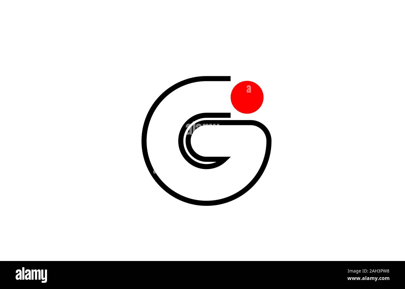 letter g logo alphabet design icon for business line in black and red ...