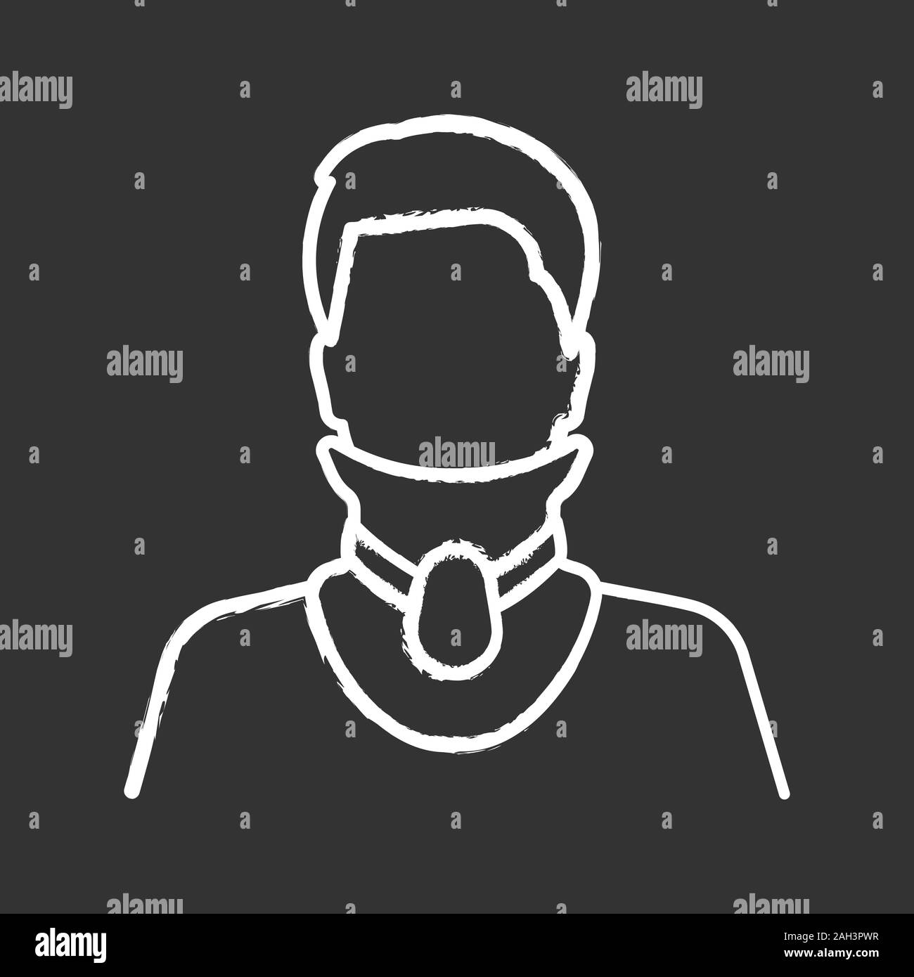 Cervical collar chalk icon. Neck brace. Medical foam neck support. Orthopedic collar. Cervical spine stabilization. Traumatic head and neck injuries t Stock Vector