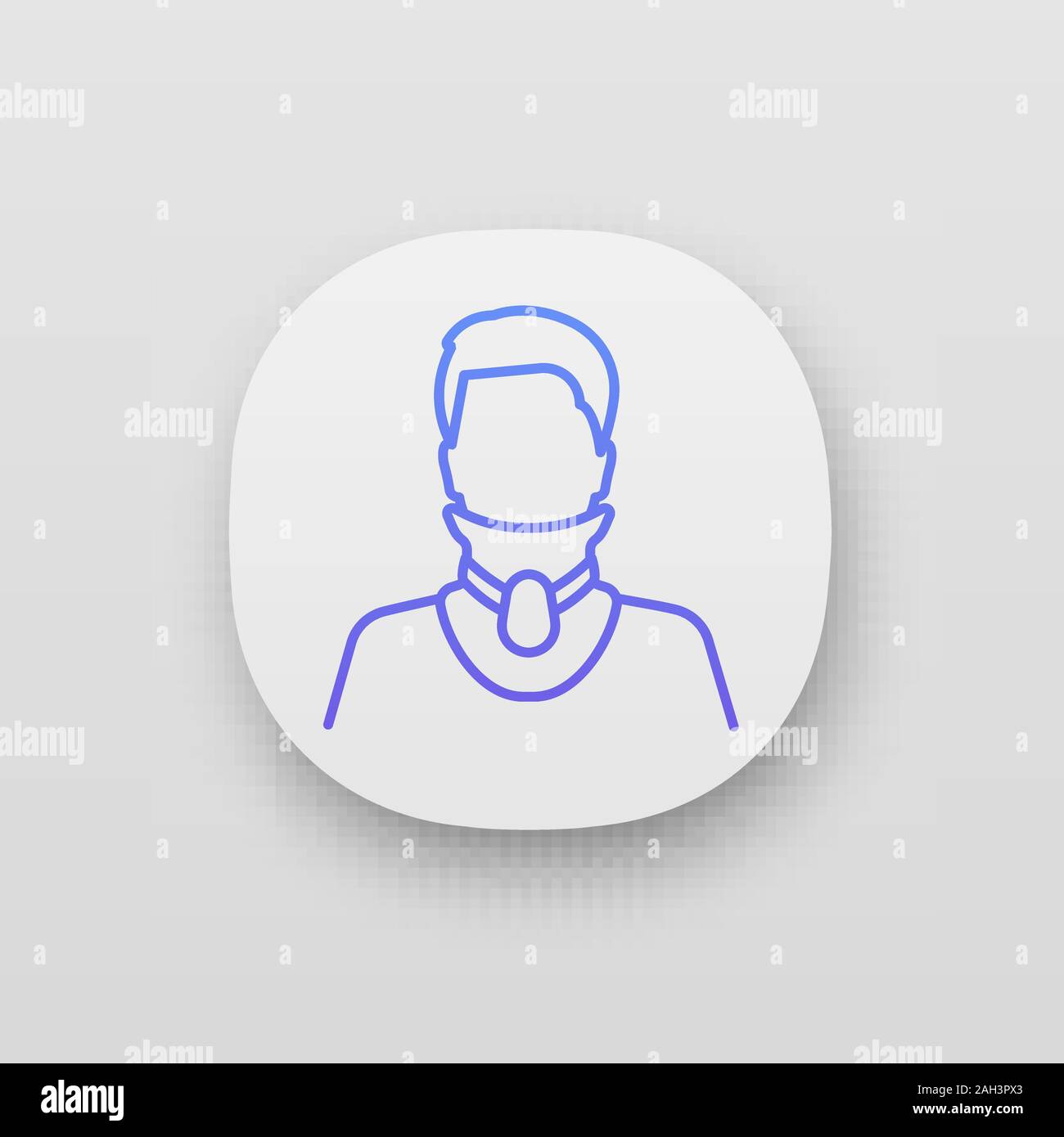 Cervical collar app icon. Neck brace. Medical foam neck support. UI/UX user interface. Orthopedic collar. Cervical spine stabilization. Traumatic head Stock Vector