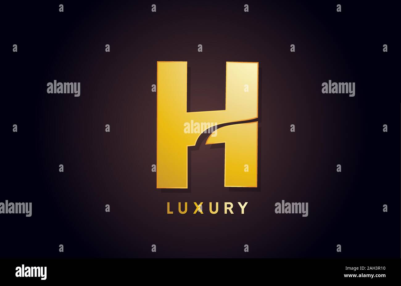 golden H luxury alphabet letter logo design icon for company business ...