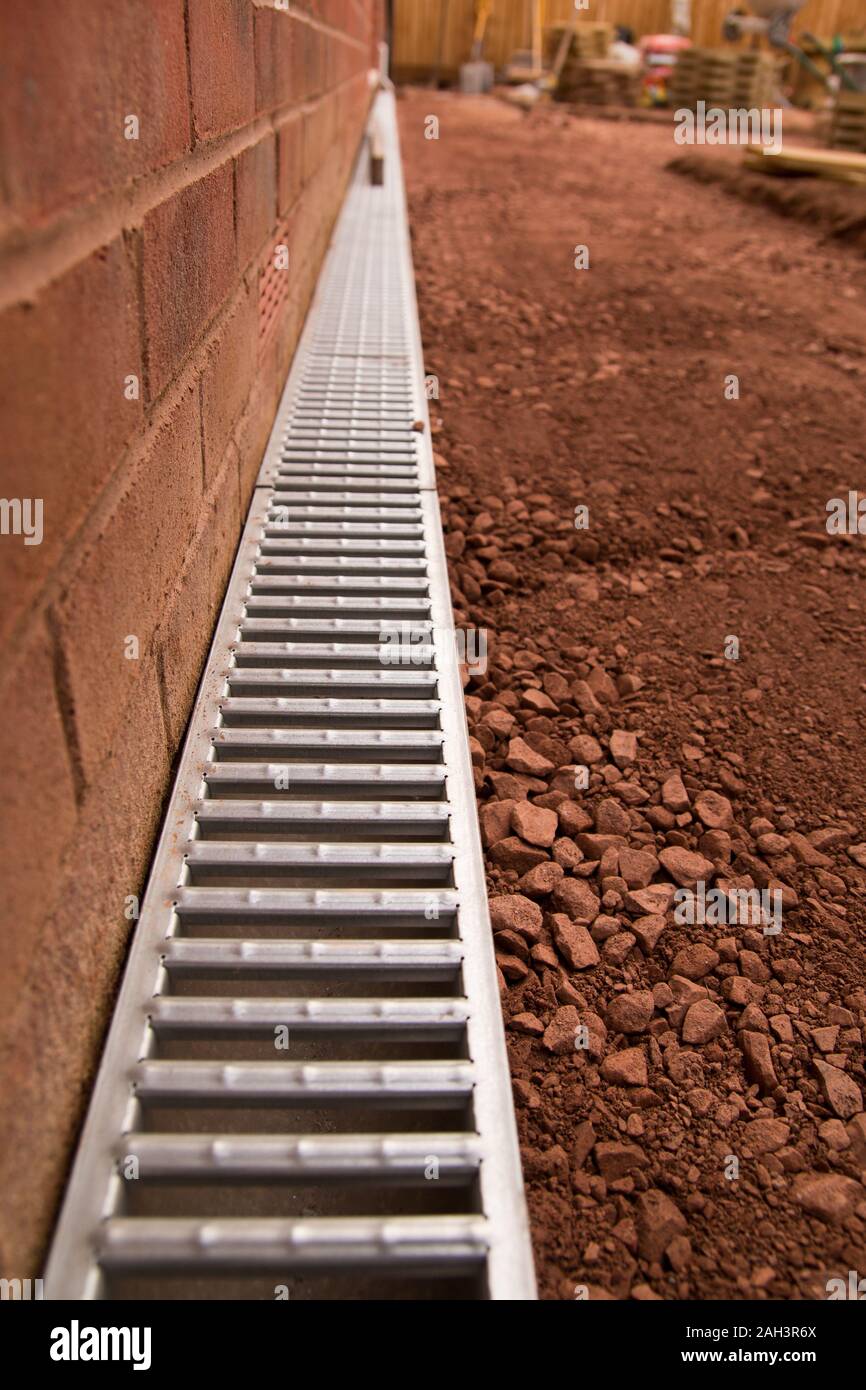 Garden patio drainage for rain water Stock Photo