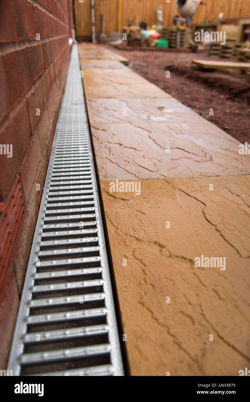 Garden patio drainage for rain water Stock Photo
