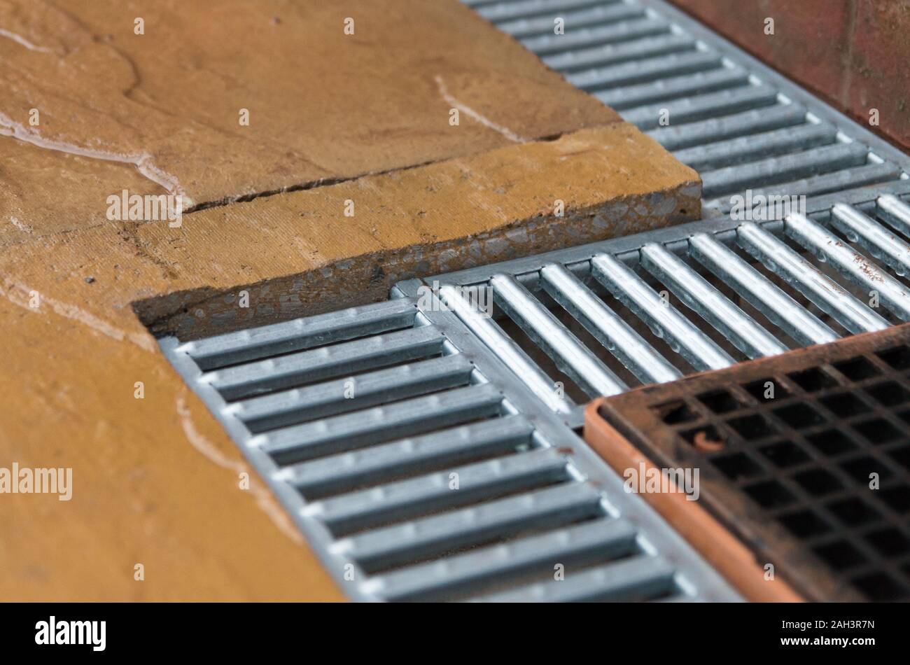 Garden patio drainage for rain water Stock Photo