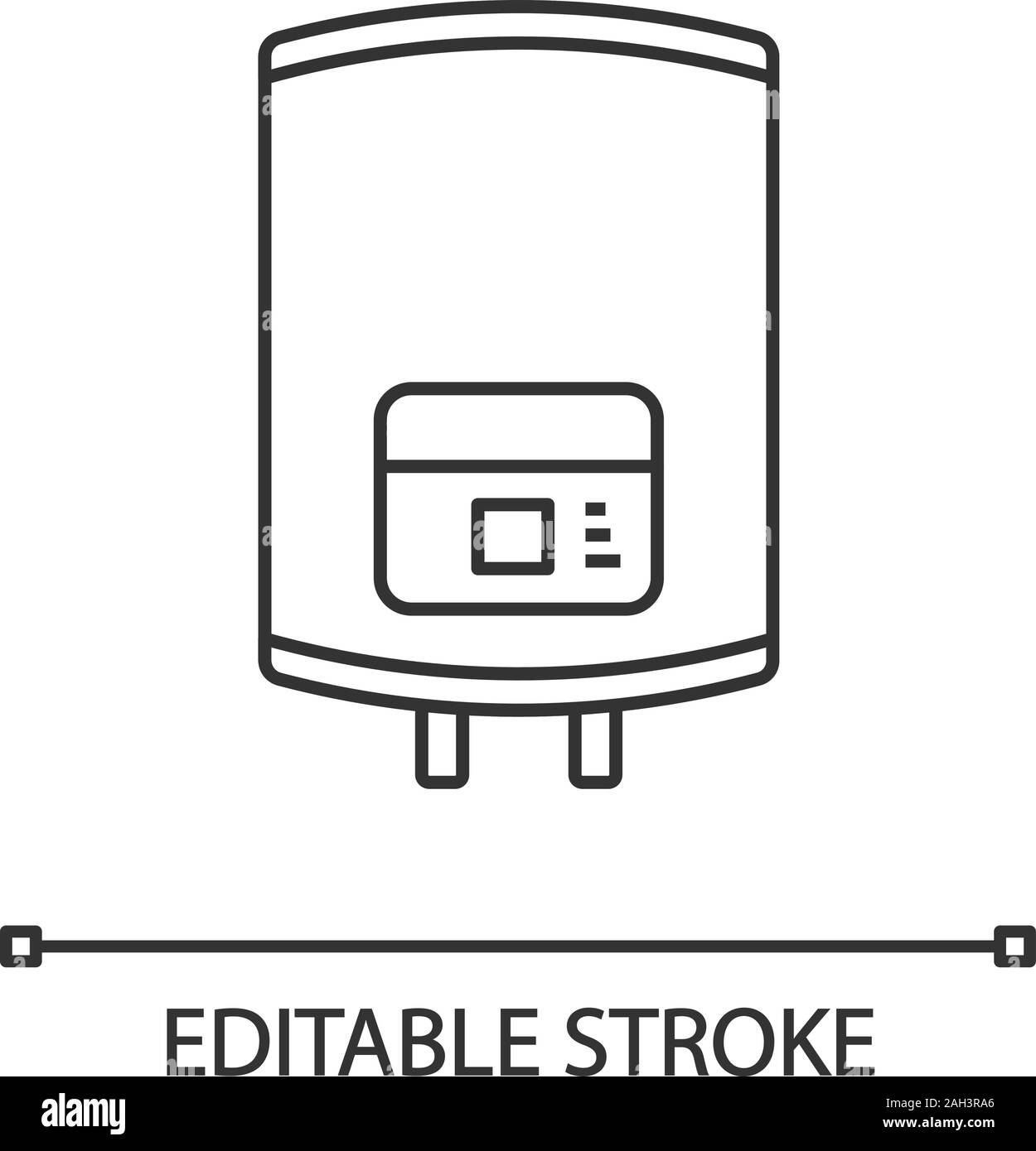 Electric water heater linear icon. Heating water. Thin line