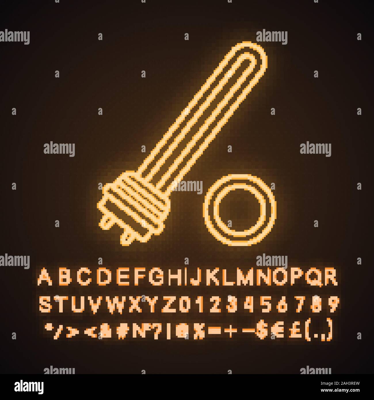 Water heater element neon light icon. Immersion heater. Electric