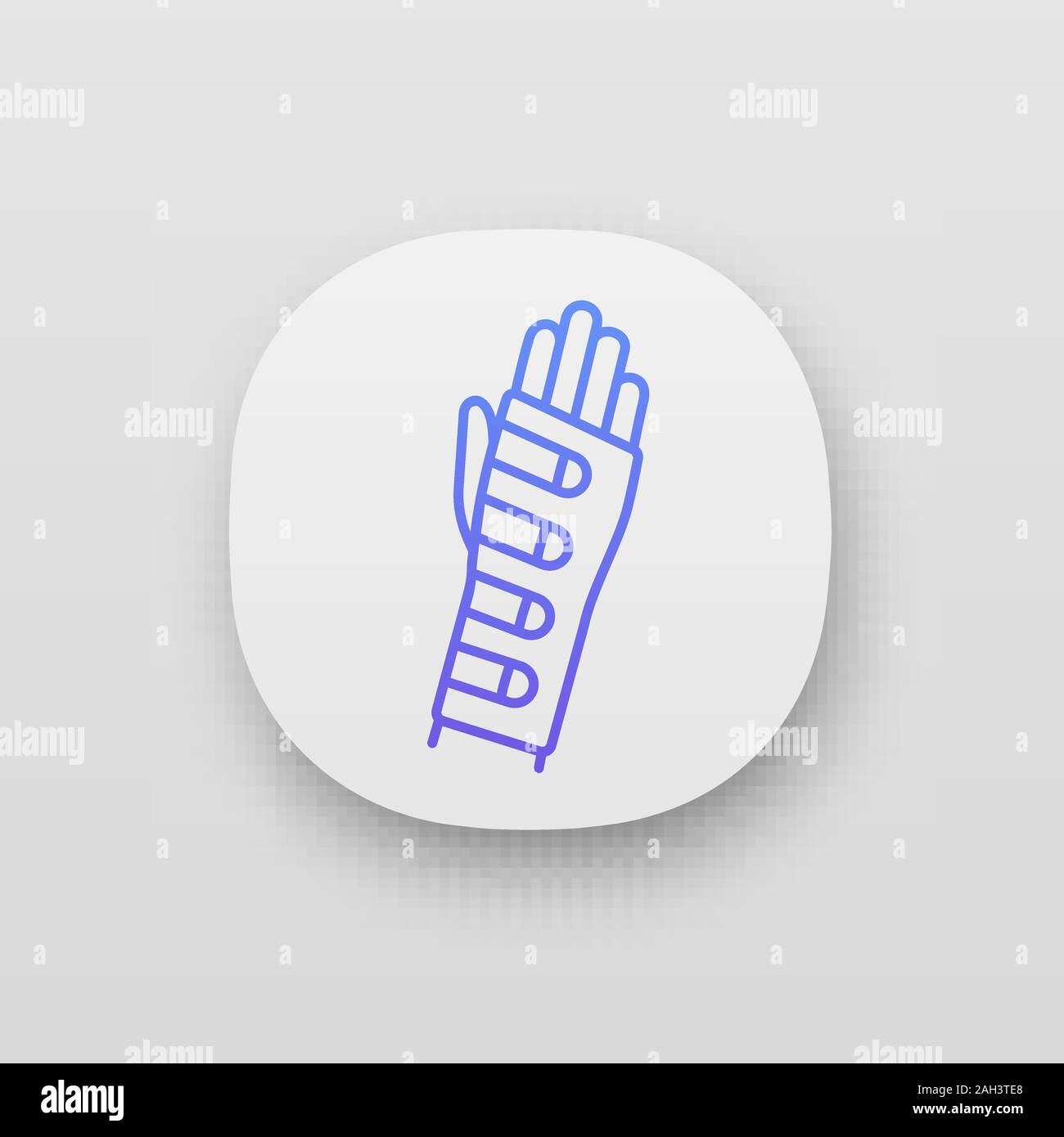 Wrist brace app icon. Hand orthosis. Radiocarpal joint bandage. UI/UX