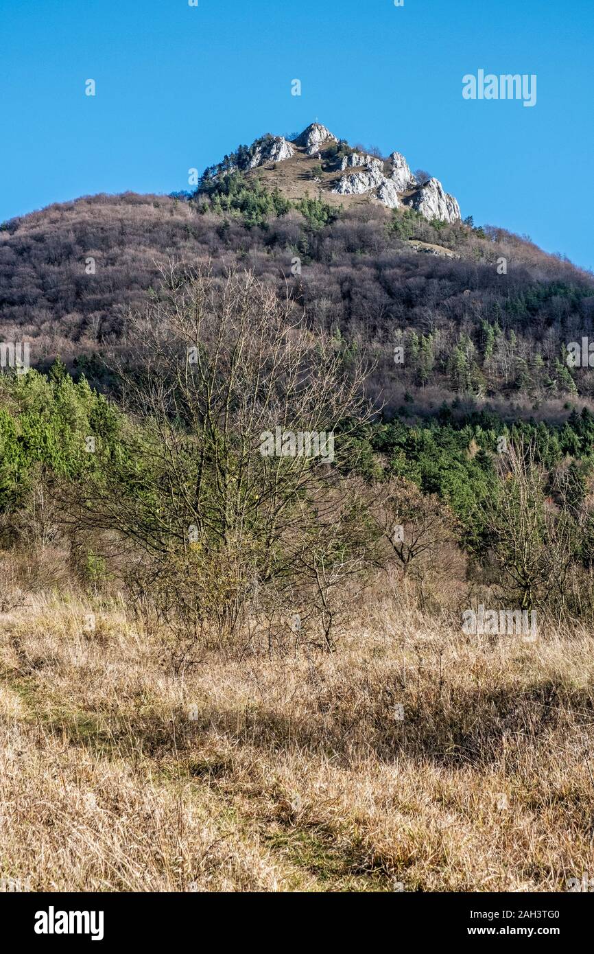 Vapec hill, Strazov Mountains in Slovak republic. Seasonal natural scene. Stock Photo