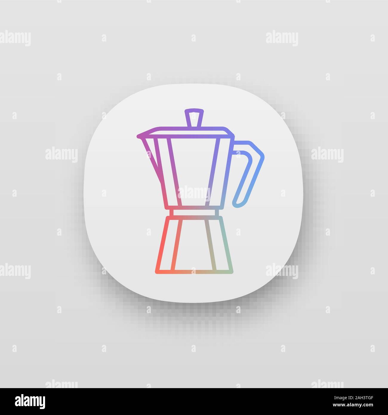 Stove top coffee maker app icon. Coffeemaker. Espresso maker. UI/UX