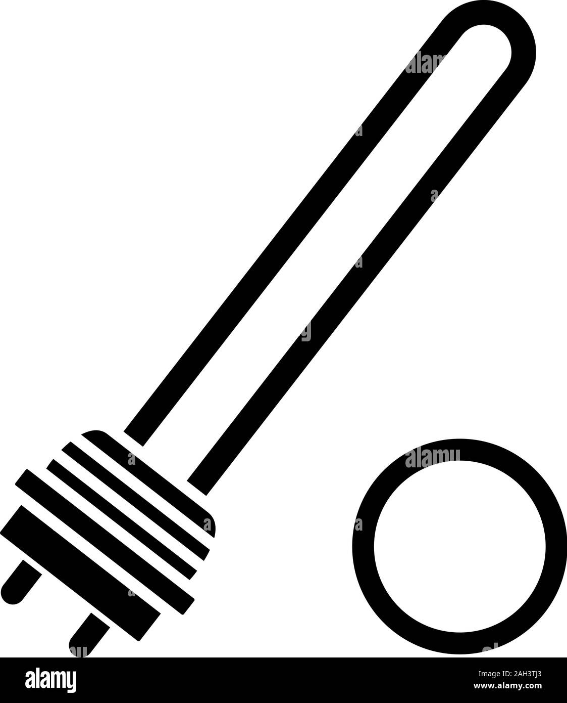 Water heater element glyph icon. Silhouette symbol. Immersion heater