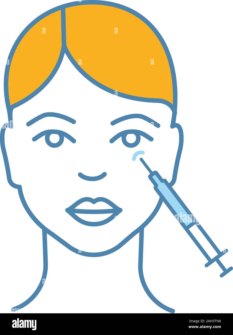 Crows feet neurotoxin injection color icon. Eye area anti wrinkle ...
