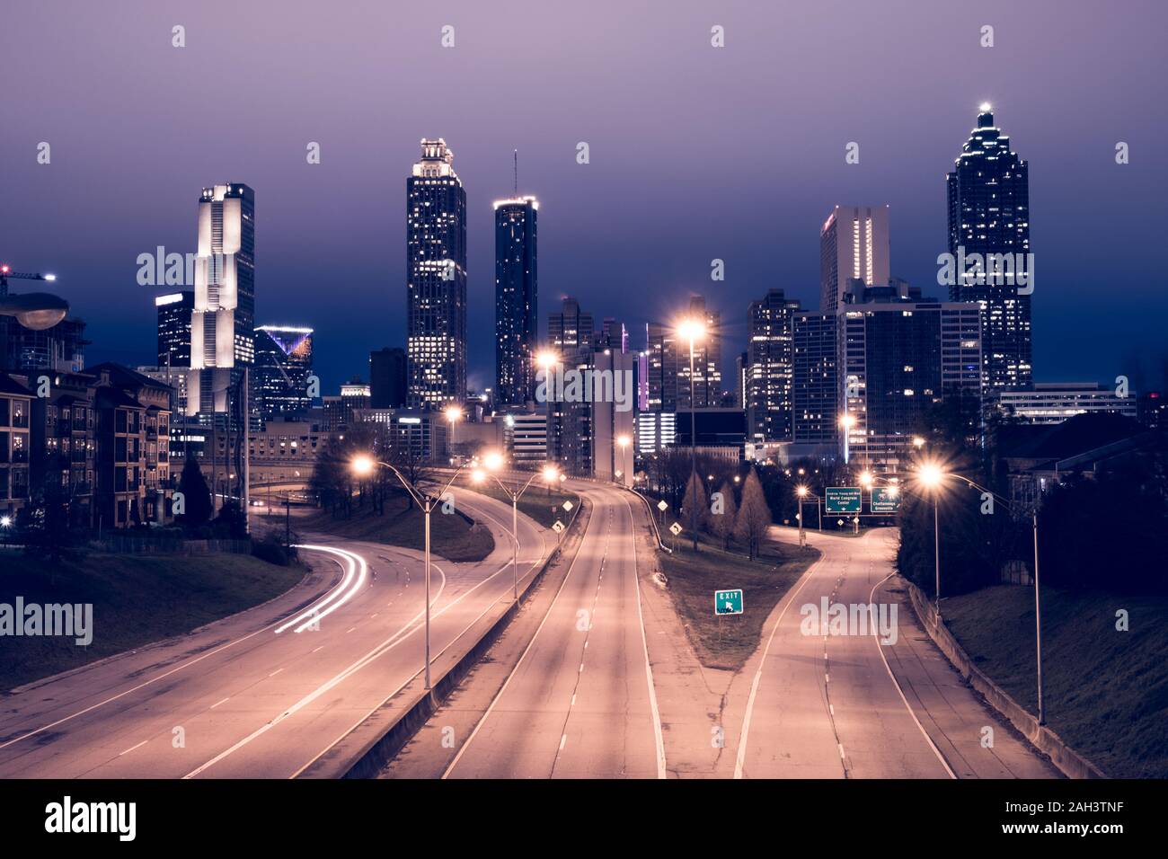 Atlanta city night panoramic view skyline, USA Stock Photo Alamy