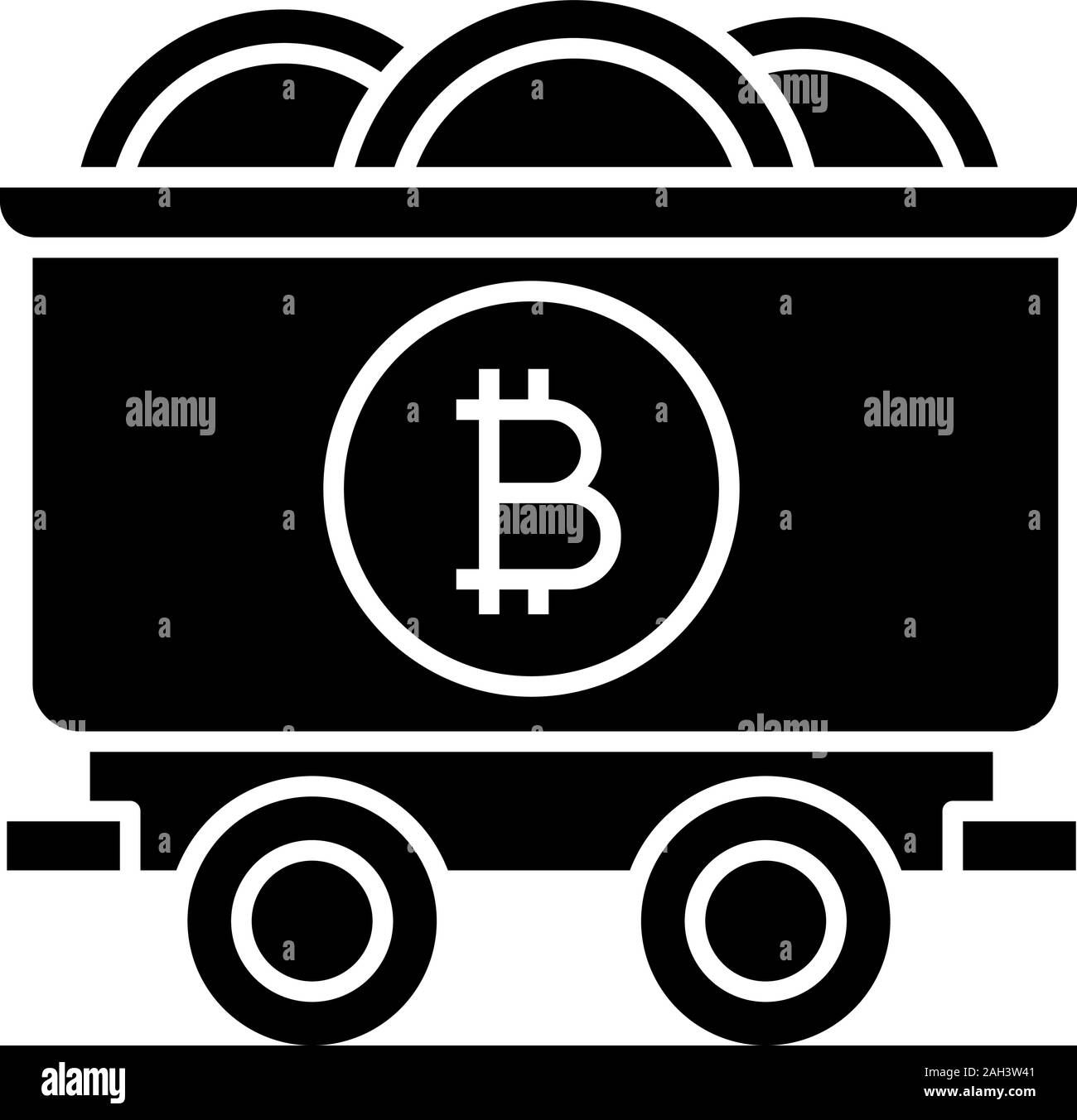 Bitcoin mining business glyph icon. Silhouette symbol. Mine cart with  bitcoin coins. Cryptocurrency. Negative space. Vector isolated illustration  Stock Vector Image & Art - Alamy