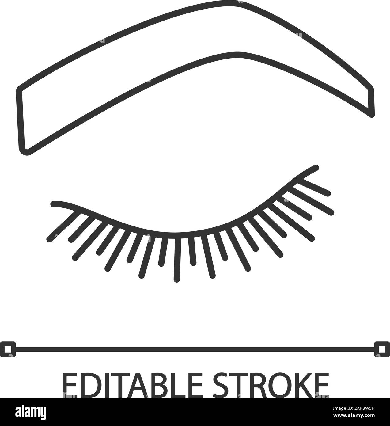 Steep arched eyebrow shape linear icon. Thin line illustration. Soft angled eyebrows. Brows shaping by tattooing. Closed woman eye. Contour symbol. Ve Stock Vector