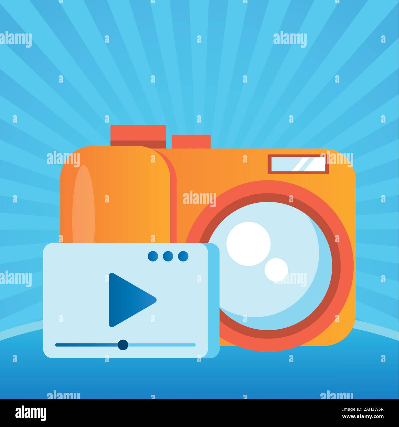 media player template with play button and camera photographic Stock ...
