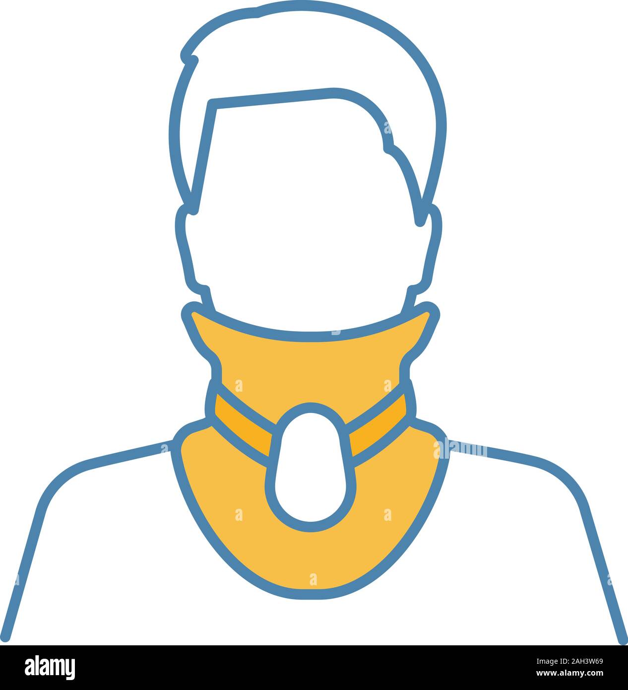Cervical collar color icon. Neck brace. Medical foam neck support. Orthopedic collar. Cervical spine stabilization. Traumatic head and neck injuries t Stock Vector