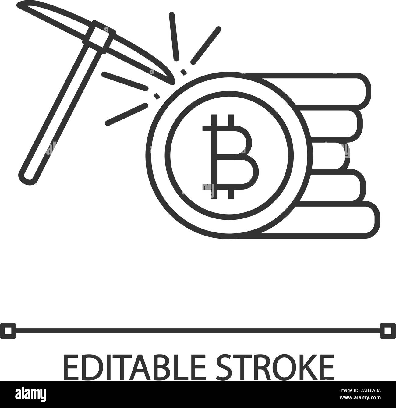 Cryptocurrency mining service linear icon. Bitcoin crypto mining. Thin line  illustration. Cryptocurrency business. Bitcoin coins stack with pickaxe. V  Stock Vector Image & Art - Alamy