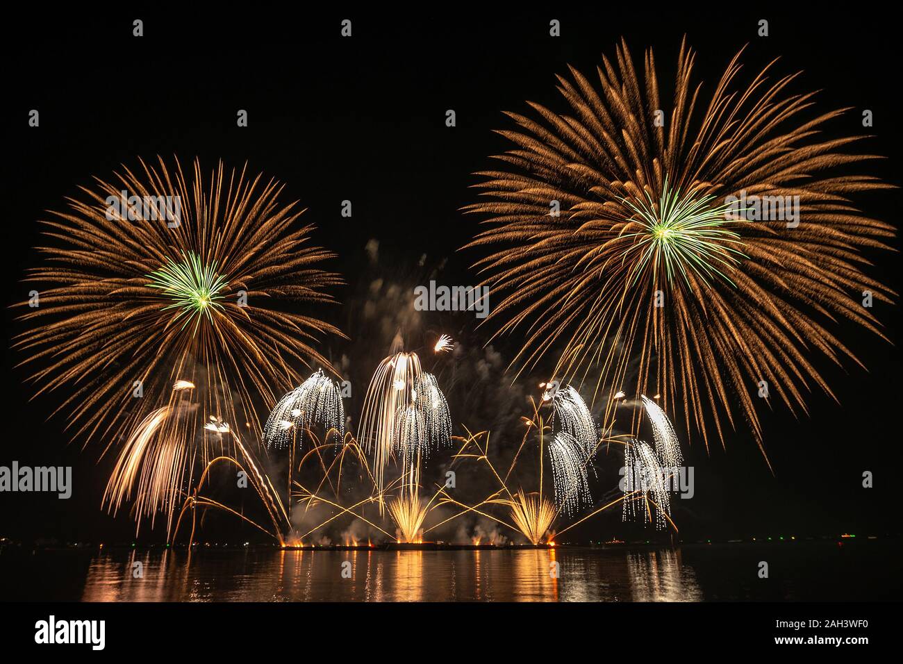 Colorful Fireworks display celebration Stock Photo