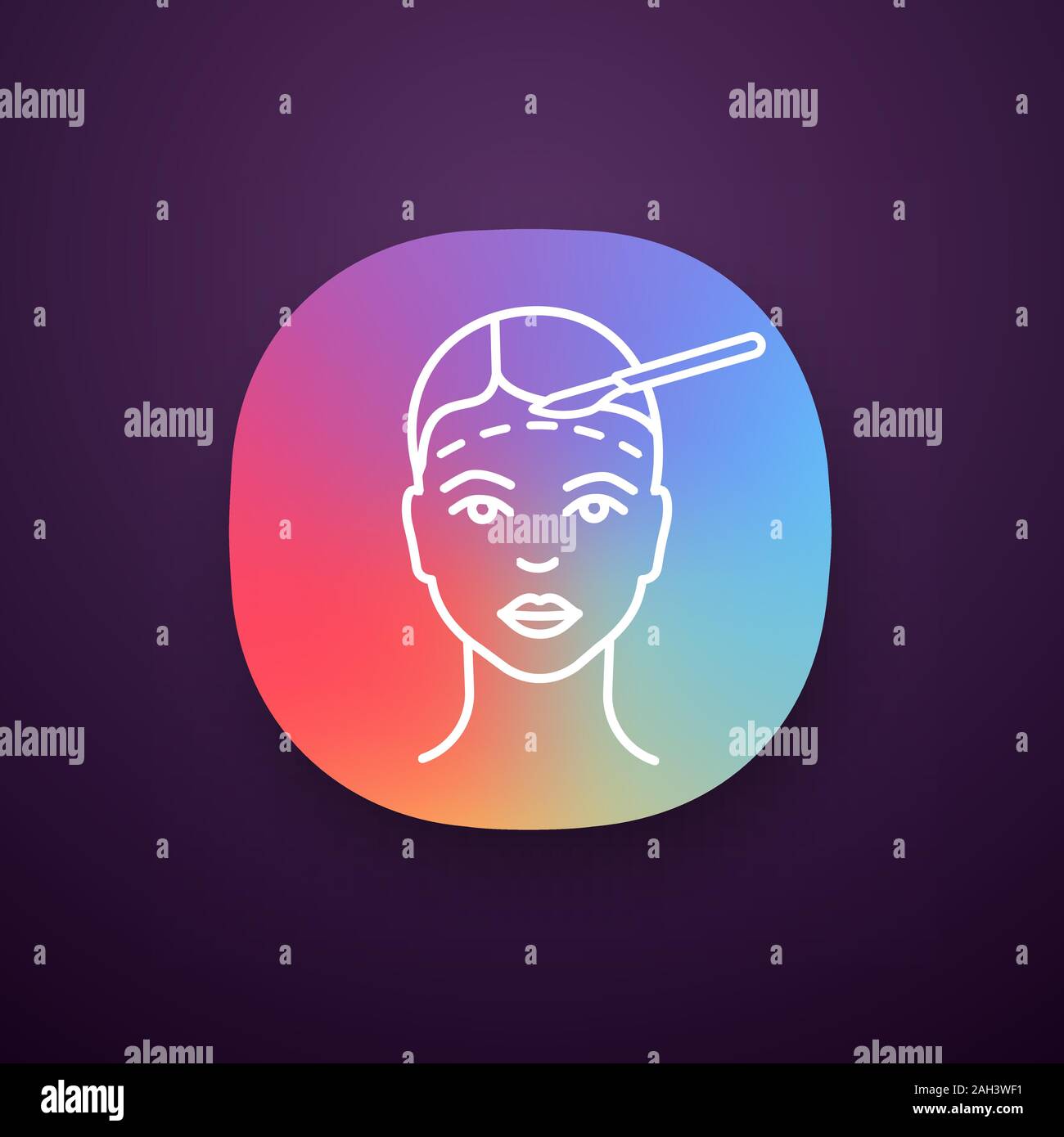 Facelift surgery app icon. UI/UX user interface. Facial plastic surgery