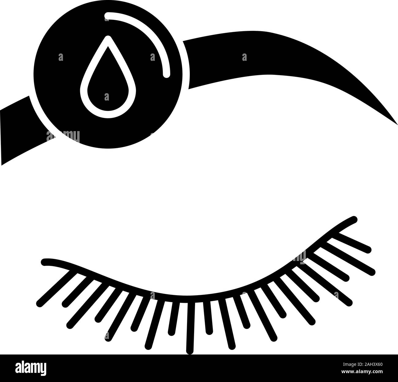 Makeup removal glyph icon. Silhouette symbol. Eyebrow tint removing. Brows microblading or tattooing preparation. Eyebrow disinfection. Negative space Stock Vector