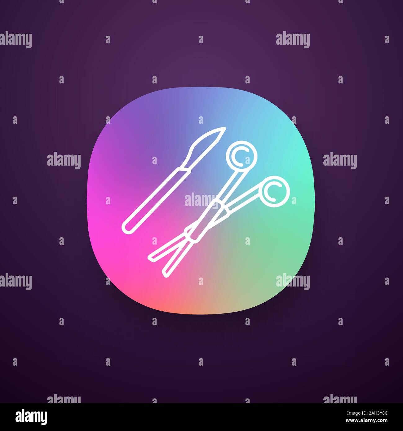 Surgical scalpel and clamp app icon. UI/UX user interface. Surgical ...