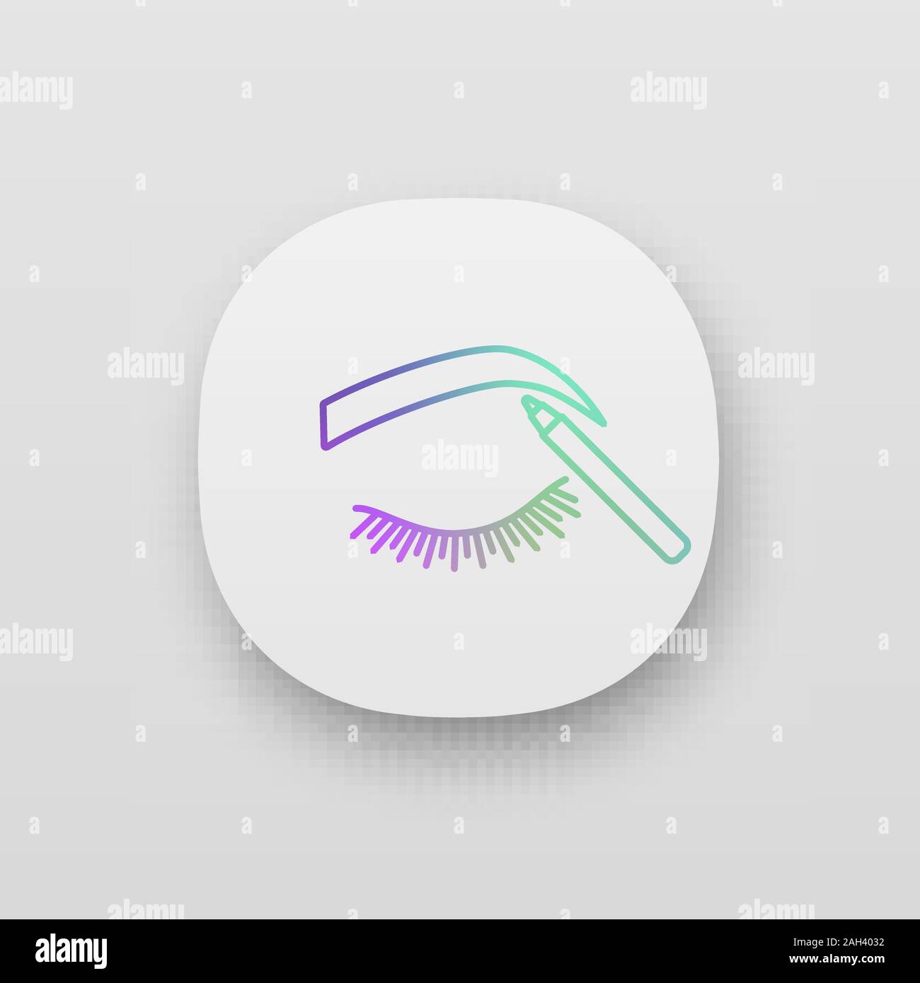 Eyebrows shaping app icon. UI/UX user interface. Makeup pencil. Brows ...