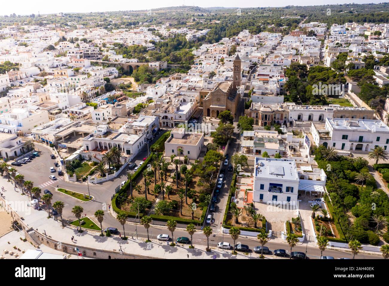 Italy, Apulia, Salento peninsula, Lecce province, Aerial view of Santa Maria di Leuca Stock Photo