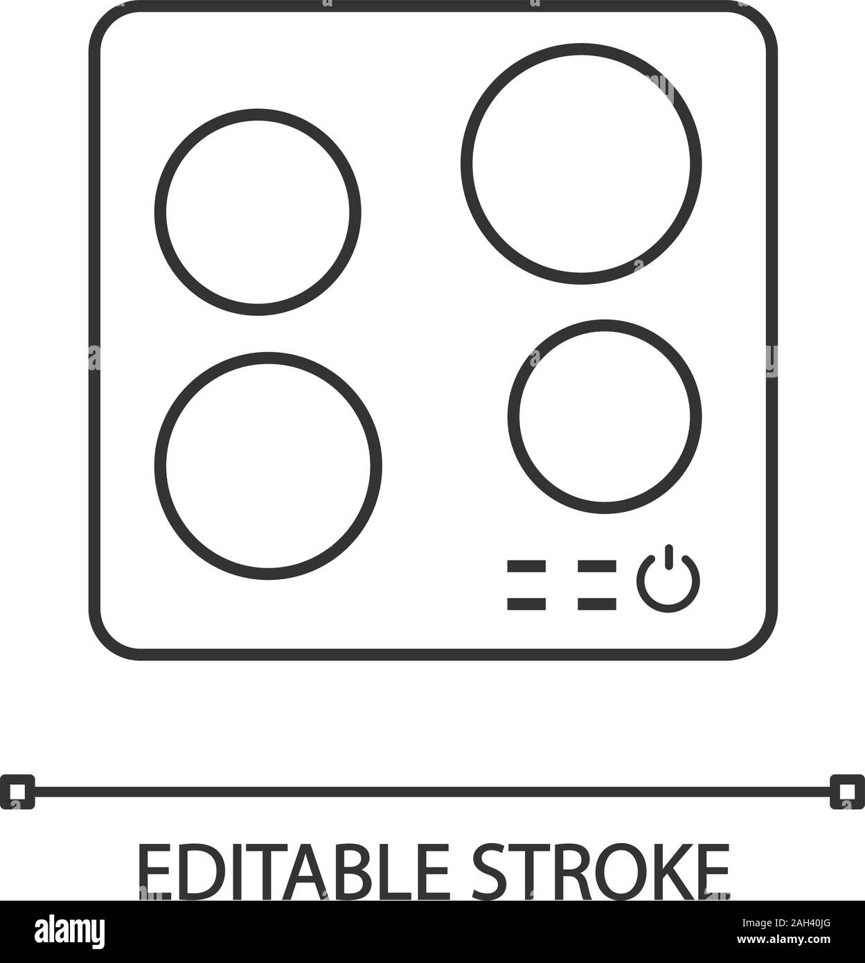 Electric induction hob linear icon. Cooktop. Thin line illustration. Cooking panel, surface. Induction stove or built in cooker. Contour symbol. Vecto Stock Vector