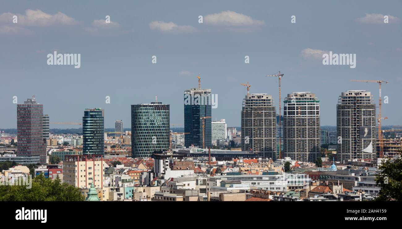 Slovakia, Bratislava, View of downtown skyscrapers Stock Photo