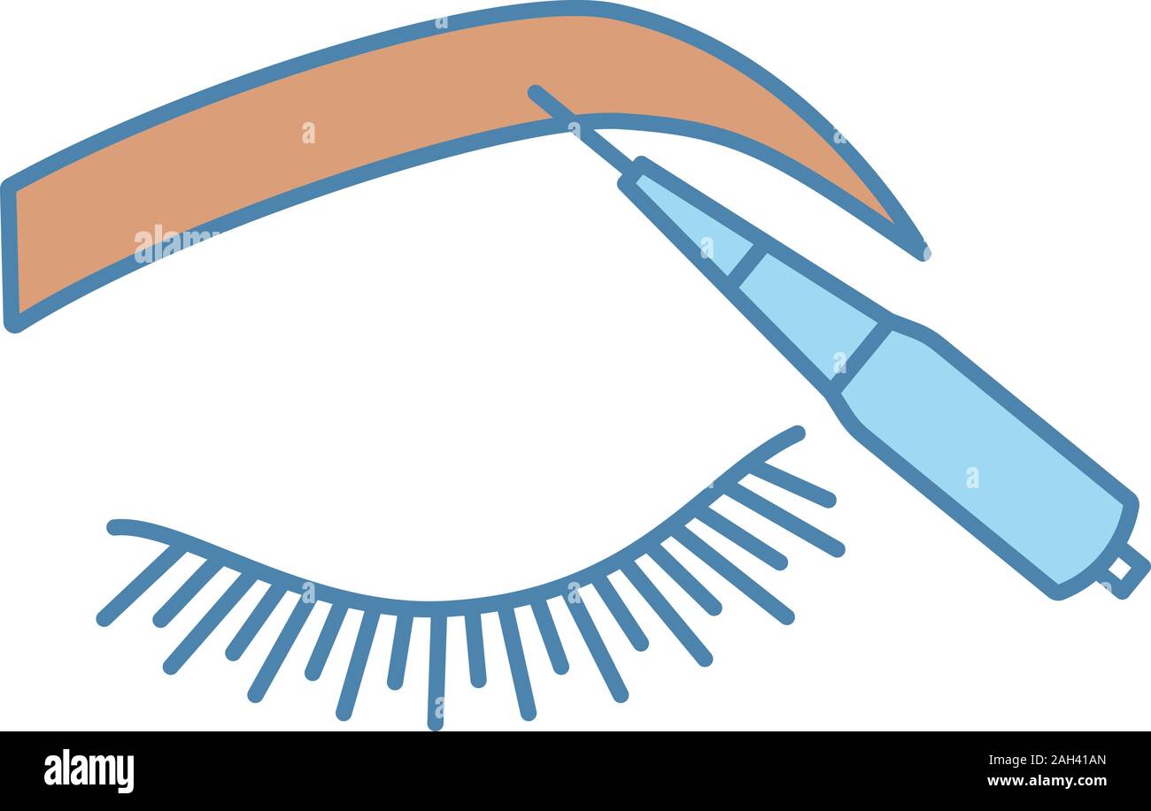 Microblading eyebrows color icon. Microblading pen tool. Eyebrows ...