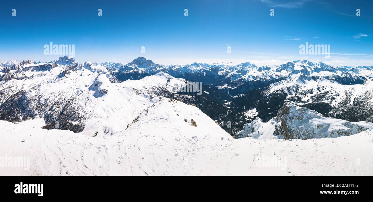 Italy, Trentino Alto Adige, Dolomites covered with snow Stock Photo