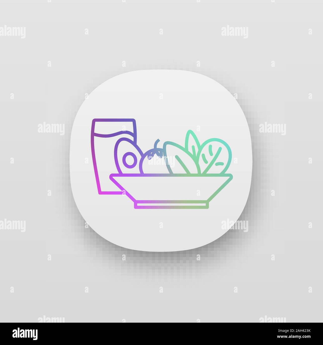 Salad and cold drink app icon. Healthy nutrition. Salad bar. Vegetarian food. Restaurant or cafe