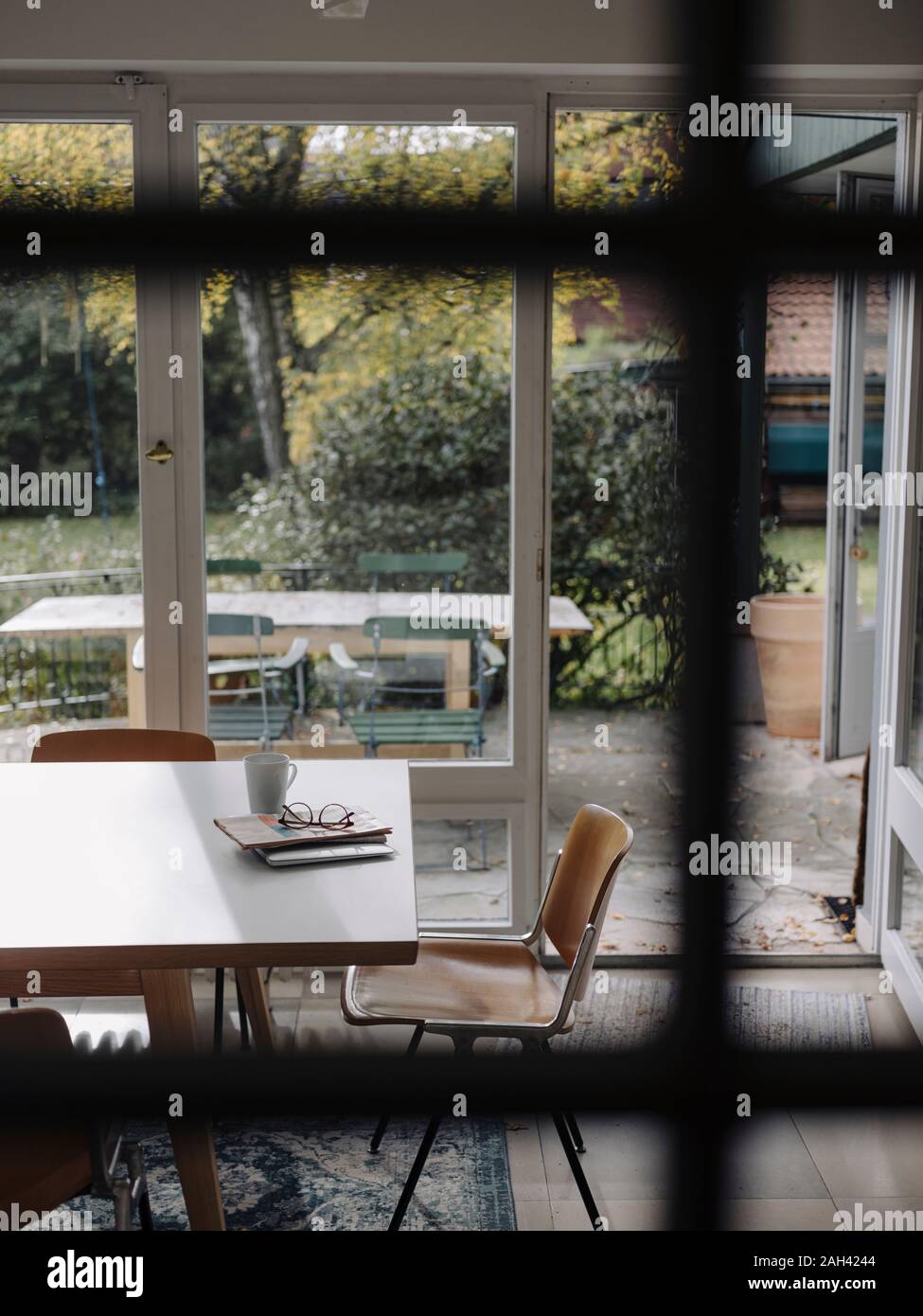 Home interior with large window Stock Photo