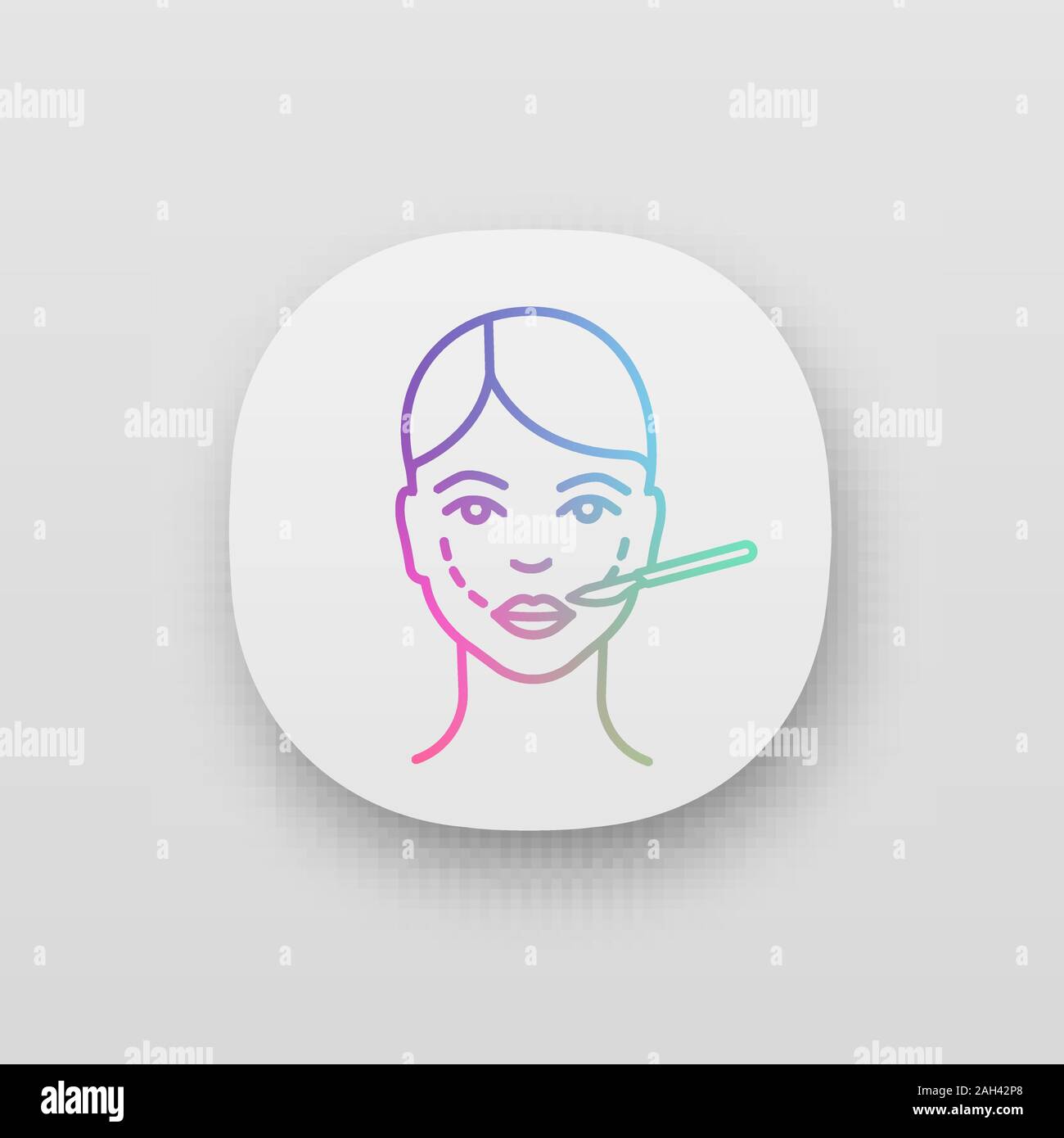 Cheek lift surgery app icon. Cheek augmentation implants. Plastic ...