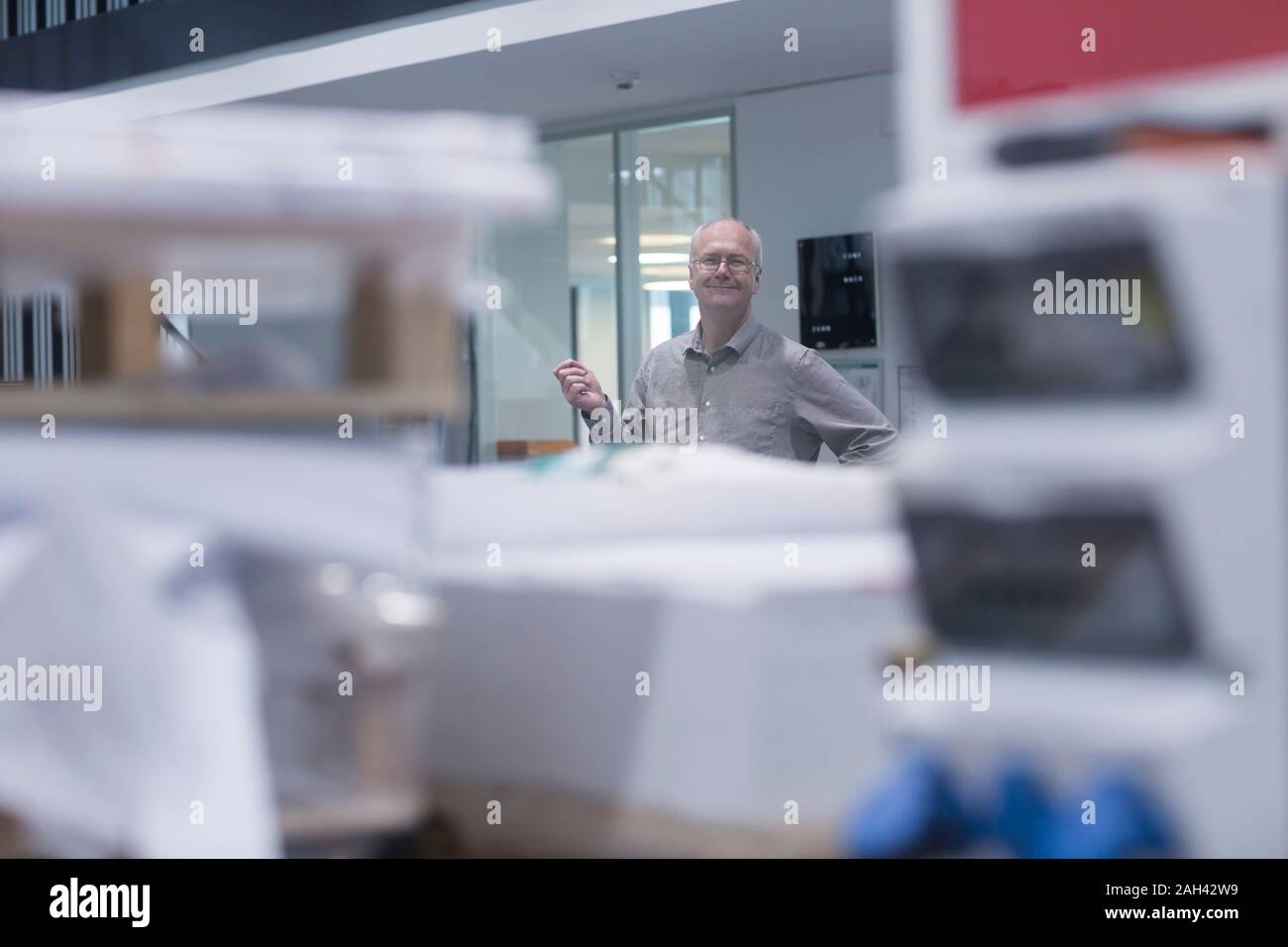 Manager working in printing house Stock Photo