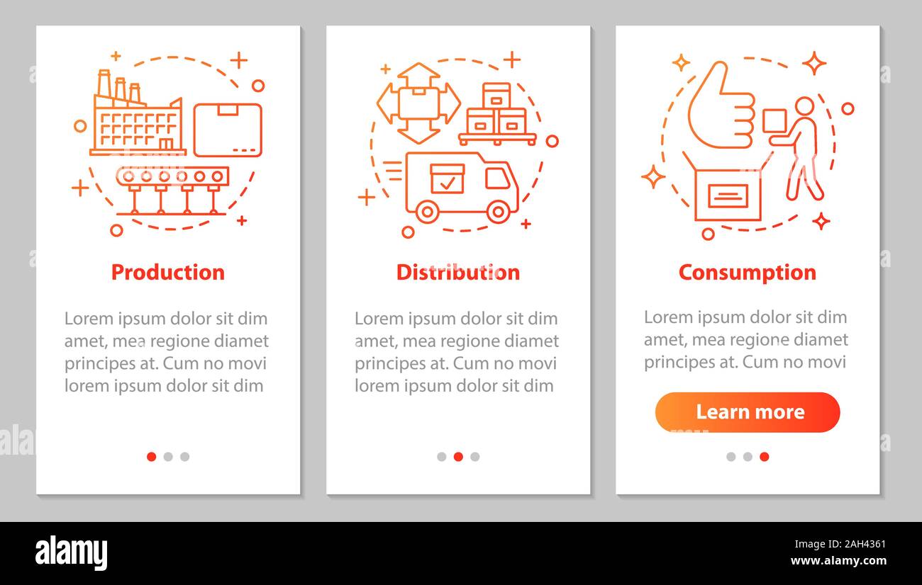 Industrial sector onboarding mobile app page screen with linear ...