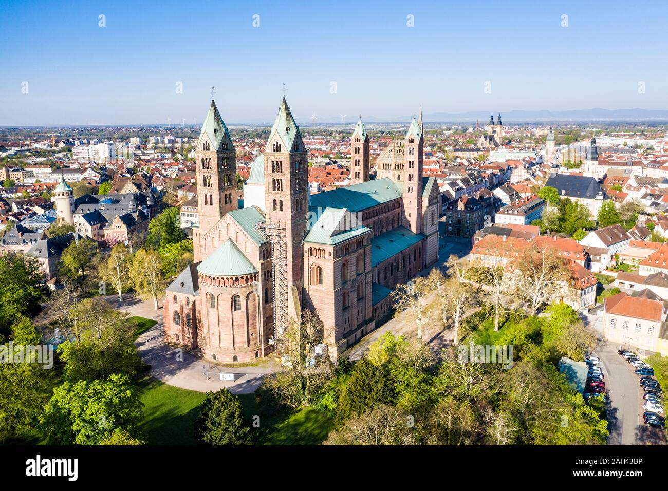 Germany, Speyer, Aerial view of Speyer Cathedral Stock Photo