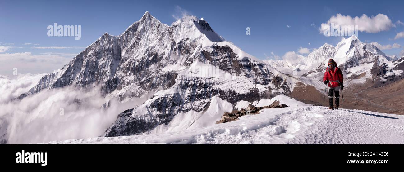 Tukuche Peak from Dhampus Peak, Dhaulagiri Circuit Trek, Himalaya, Nepal Stock Photo