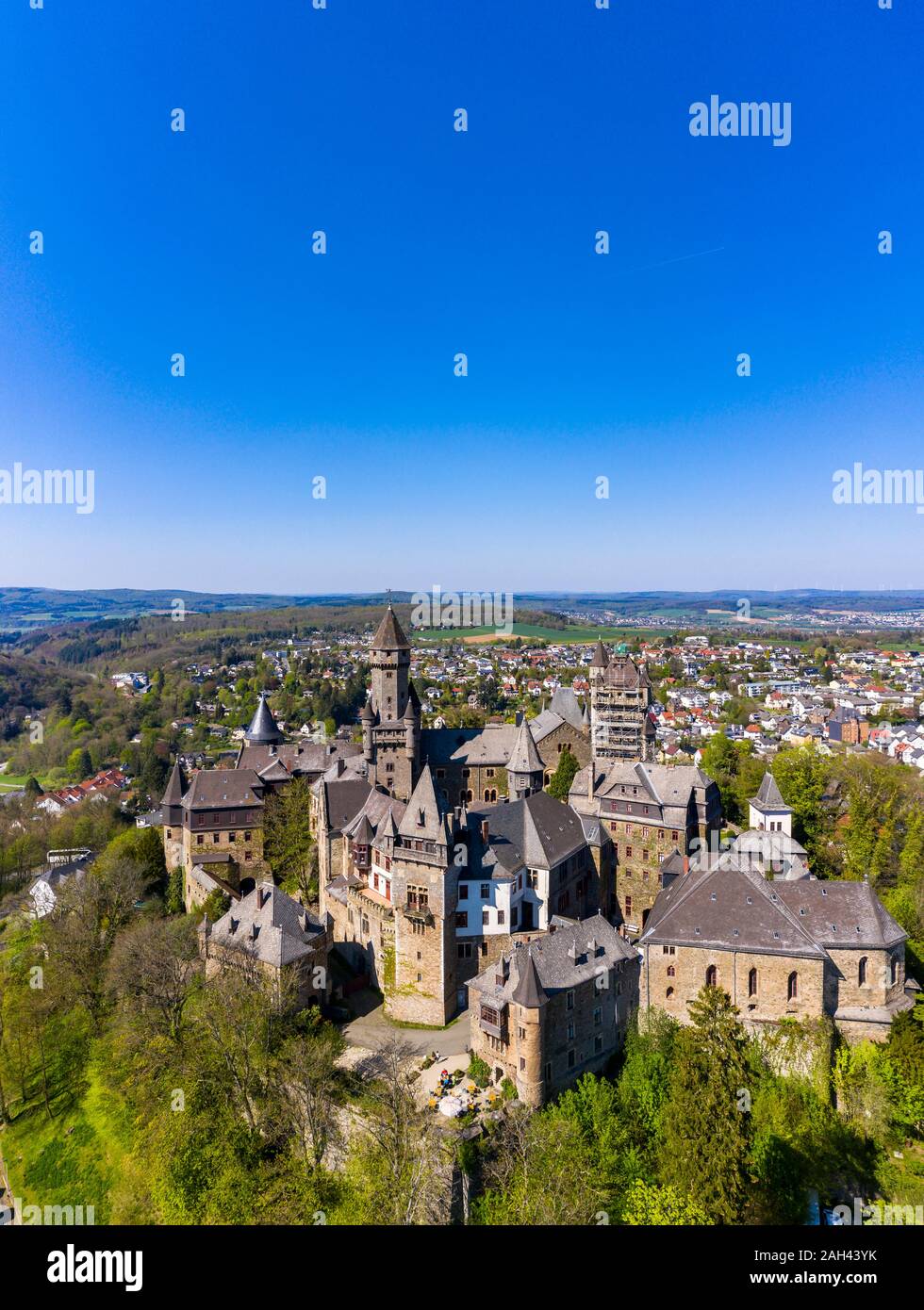 Germany, Hesse, Braunfels, Clear blue sky over Schloss Braunfels Stock Photo