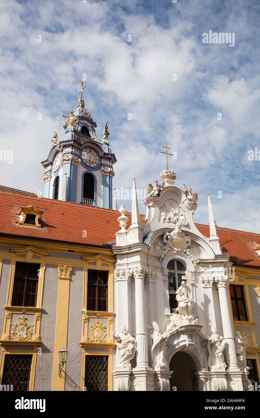 Austria, Lower Austria, Wachau, Durnstein, Durnstein Abbey, Collegiate church Stock Photo