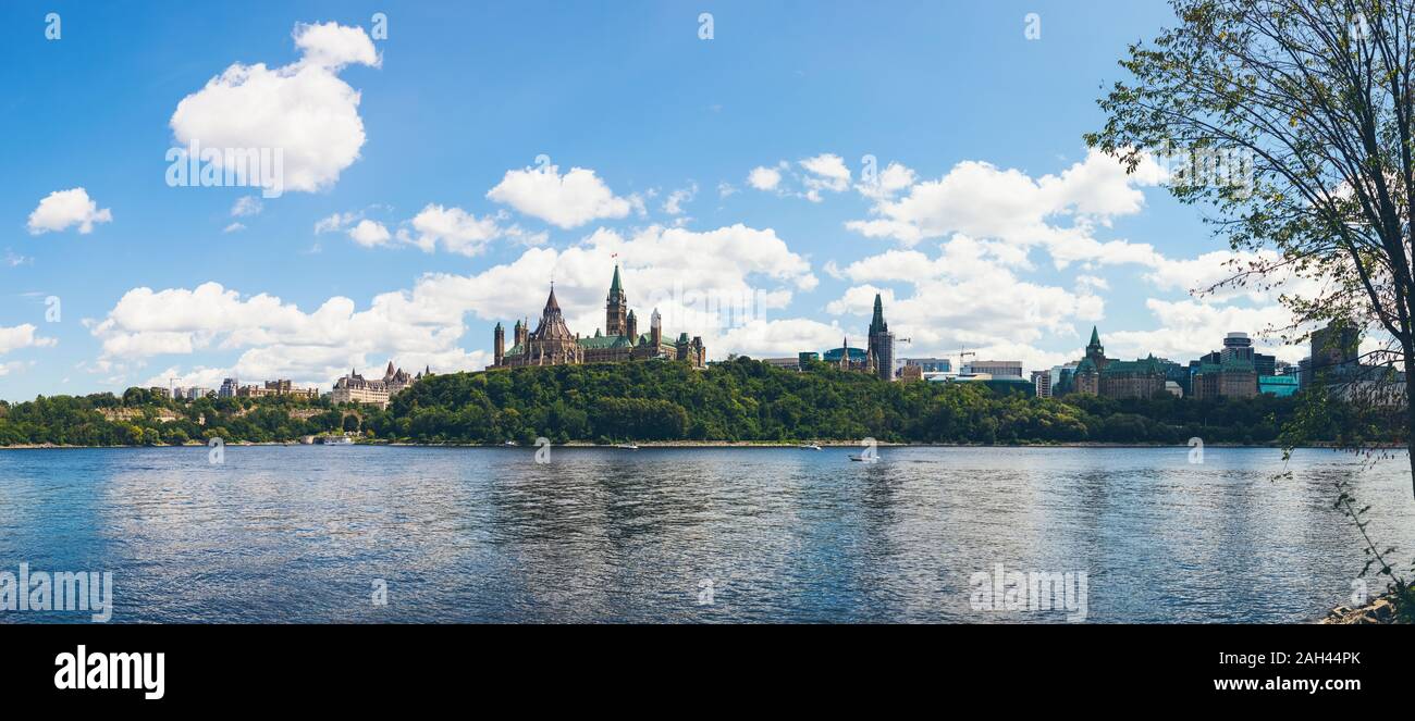 Canada, Ontario, Ottawa, Ottawa River with city skyline in background Stock Photo
