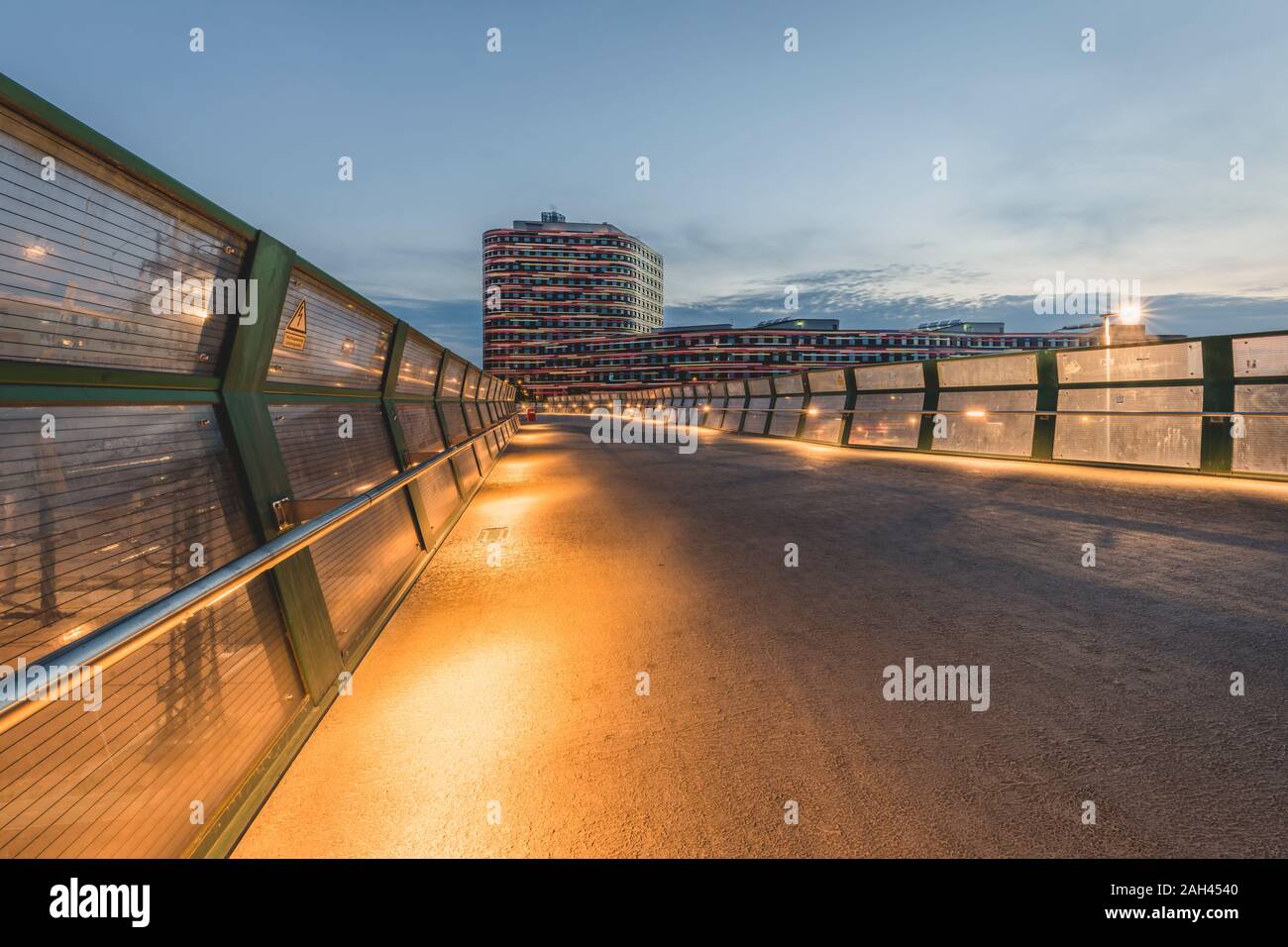 Germany, Hamburg, Wilhelmsburg, buildings of Department of Environment and Energy in background Stock Photo