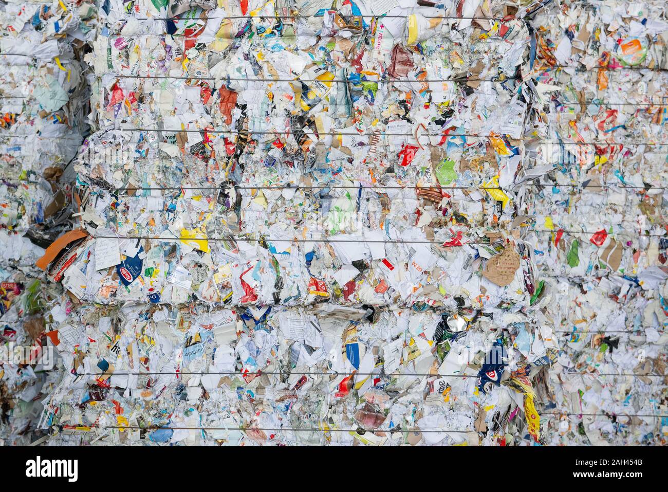Germany, Bavaria, Stacks of waste paper Stock Photo