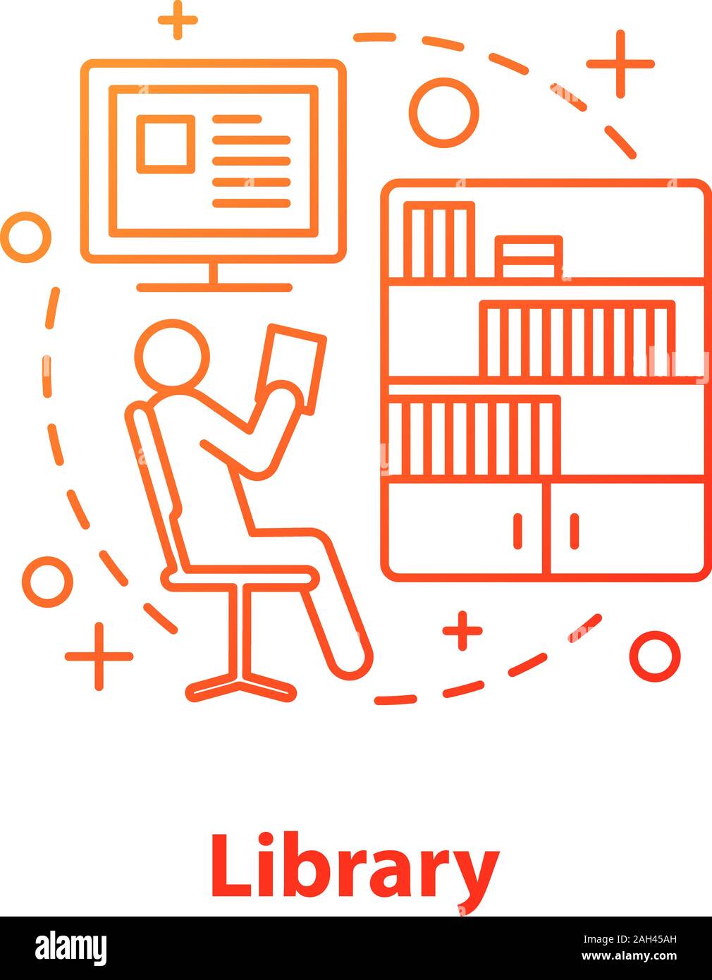 Library concept icon. Reading hall idea thin line illustration. Leisure ...